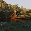 Rivers Stream Waterside Watershore Wetland Park Landscape Close-up Mountain Tidal Flat Reservoir Lake Corner 3d model