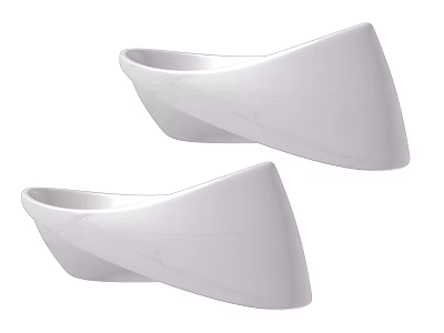 Two Modern White Ceramic Washbasins With Sleek Curved Design For Bathroom 3d model