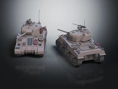 Military Scale Tank Models With Sand Camouflage And Detailed Turrets And Cannons 3d model