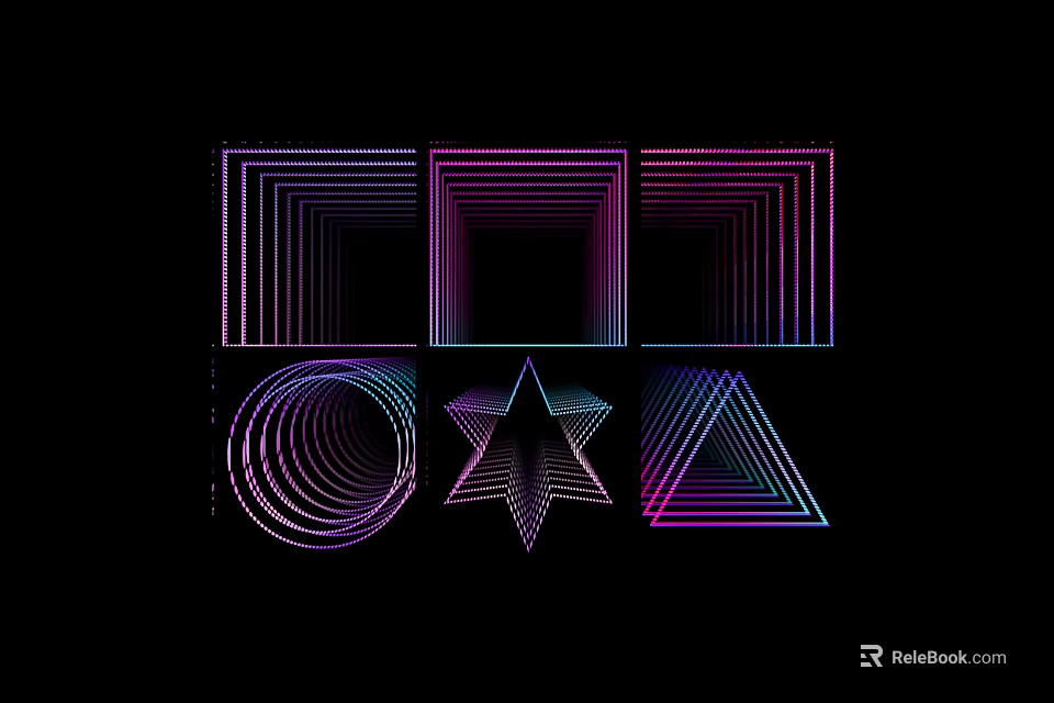 Abstract Geometric Commercial Display Equipment With Colorful Gradient Lines And Shapes 3d model 