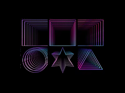 Abstract Geometric Commercial Display Equipment With Colorful Gradient Lines And Shapes 3d model