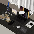 Modern Workspace Setup With Laptop Coffee Cup Kettle Smartphone And Stationery