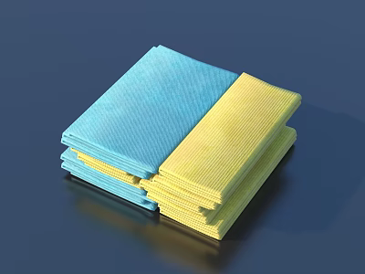 Soft Blue And Yellow Sponge Pads Stacked For Daily Household Cleaning Use 3d model