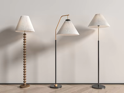 Modern Floor Lamps With Wooden And Metal Elements In Minimalist Space 3d model