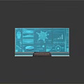 Vintage Typewriter With Curved Holographic Screen Displaying Tech Charts And Diagrams