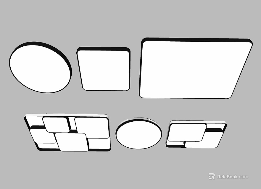 Modern Ceiling Lights With Round Square Rectangular And Combination Designs For Home 3d model