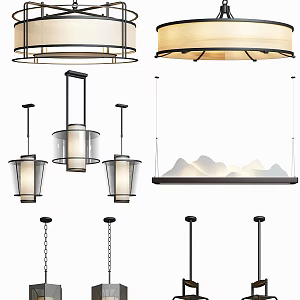 New Chinese shaped chandelier 3d model