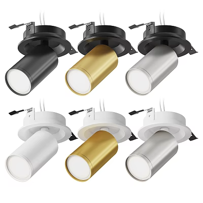 Contemporary Recessed Downlights and Spotlights with Black Gold Silver White Finishes 3d model