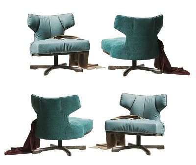 Teal Modern Massage Chair with Comfortable Upholstered Fabric Ergonomic Design and Adjustable Base 3d model