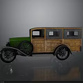 Vintage Green Front Car With Wooden Body And Classic Design Details