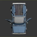 Vintage Blue Pickup Truck With Open Hood And Exposed Engine