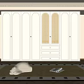 Stylish White Modern Wardrobe with Rattan Grid Panel and Drawers Interior Design