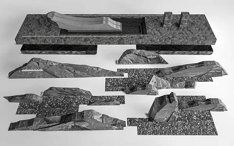 Modern landscape rubble pseudo rockery 3d model