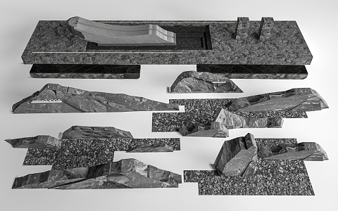 Modern landscape rubble pseudo rockery 3d model