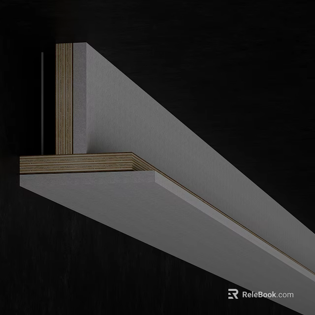 Multi Layer Laminated Structural Panel With Wooden Edge And Grey Surface For Interior Use 3d model