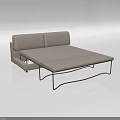 Gray Lazy Sofa With Convertible Bed Function And Modern Metal Frame Design