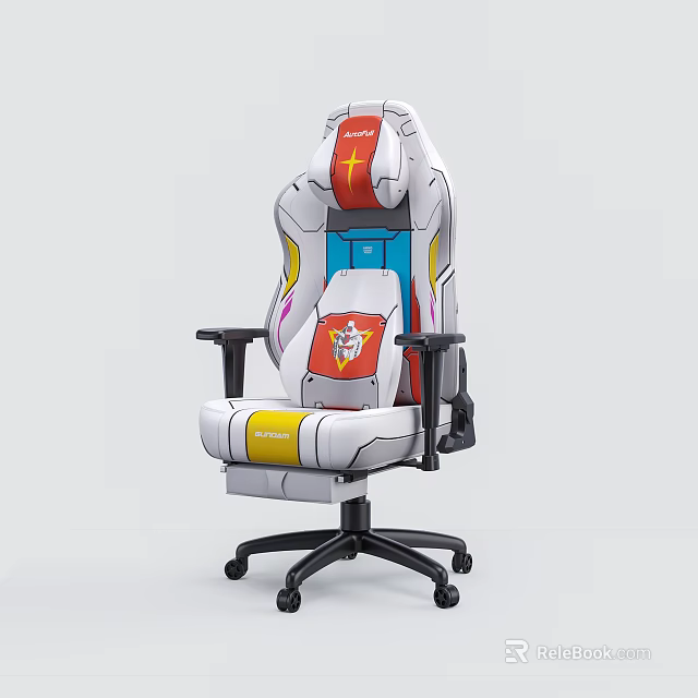 Colorful Modern Gaming Office Chair With Ergonomic Design And Adjustable Features 3d model 