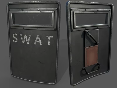 SWAT Tactical Shield Front Lettering And Back Handle Design View 3d model