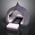 Woven Arched Furniture With White Cushions And Ottoman Modern Leisure Set