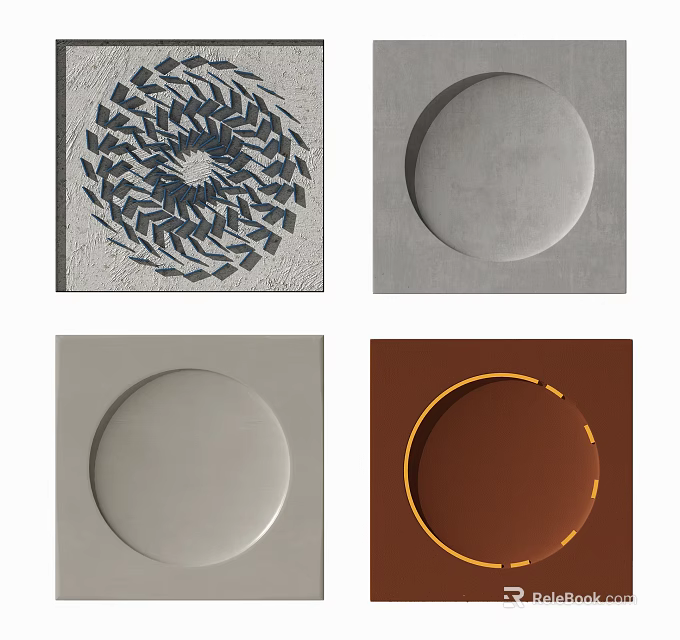 Modern Wall Decor Featuring Circular Shapes Geometric Patterns And Neutral Tones 3d model