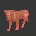 Shiny Golden Panther Sculpture With Reflective Surface On Dark Background