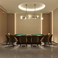 Elegant Hotel Mahjong Room Interior Design With Comfortable Sofas And Wooden Tables