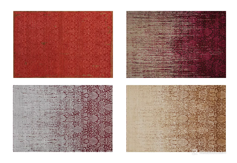 Square Rugs with Various Colors and Textured Patterns for Modern Home Decor and Living Spaces 3d model 