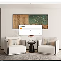 New Chinese-style Single Sofa Side Corner Vase Background Wall 3d model