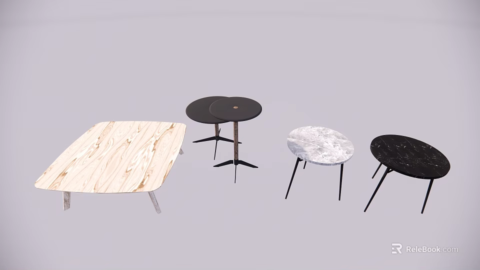 Modern Leisure Chairs With Wood Grain And Marble Seats And Metal Frames 3d model 