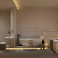 Modern SPA Sauna Interior With Bathtub Massage Bed And Decorative Plants