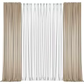 Elegant Beige Curtains With White Sheer Panels For Modern Home Windows