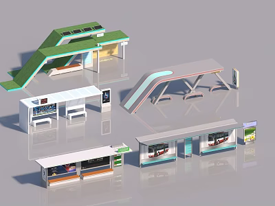 Modern Bus Station Design With Green Roof Open Platform And Multiple Structures 3d model