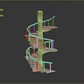 Wooden Spiral Staircase Design With Winding Steps And Curved Handrail Structure