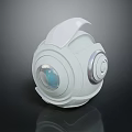 White Spherical Mechanical Creature With Blue Glowing Eye Silver Button And Wing Like Structure