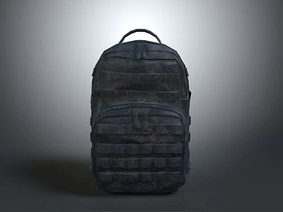 Rugged Dark Tactical Backpack With Multiple Straps Utility Pockets And Durable Design 3d model