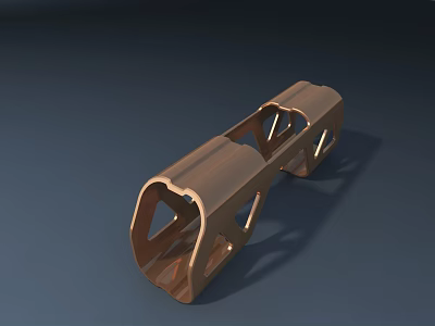 Copper Colored Metal Hardware Tool With Hollow Structure And Smooth Shiny Surface 3d model