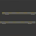 Metal Safety Guardrail With Yellow Gray Stripes And Multiple Horizontal Bars