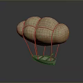 Cloud Shaped Yellow Hot Air Balloon With Textured Envelope And Small Boat Basket