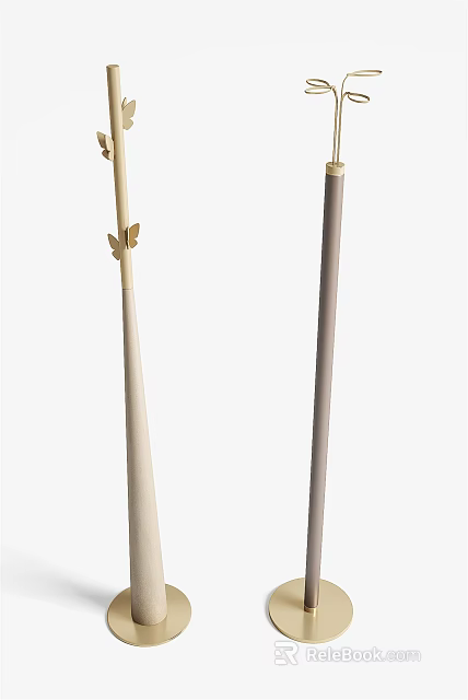 Minimalist Modern Clothes Hanger With White And Gray Design And Decorative Butterfly Accent 3d model 