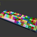 Mechanical Computer Keyboard With Red White Gray Keycaps And Ergonomic Design 3d model
