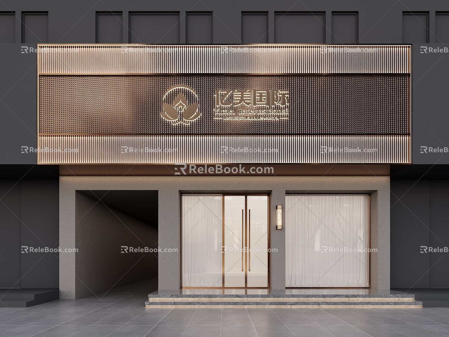 Light Luxury Door Head Store Door Head Facade 3d model