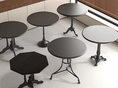 Modern Stylish Side Tables With Round Octagonal Tops And Metal Frames For Living Room Interior 3d model