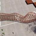 Modern Red Metal Mesh Landscape Seat With Wavy Design For Outdoor Areas