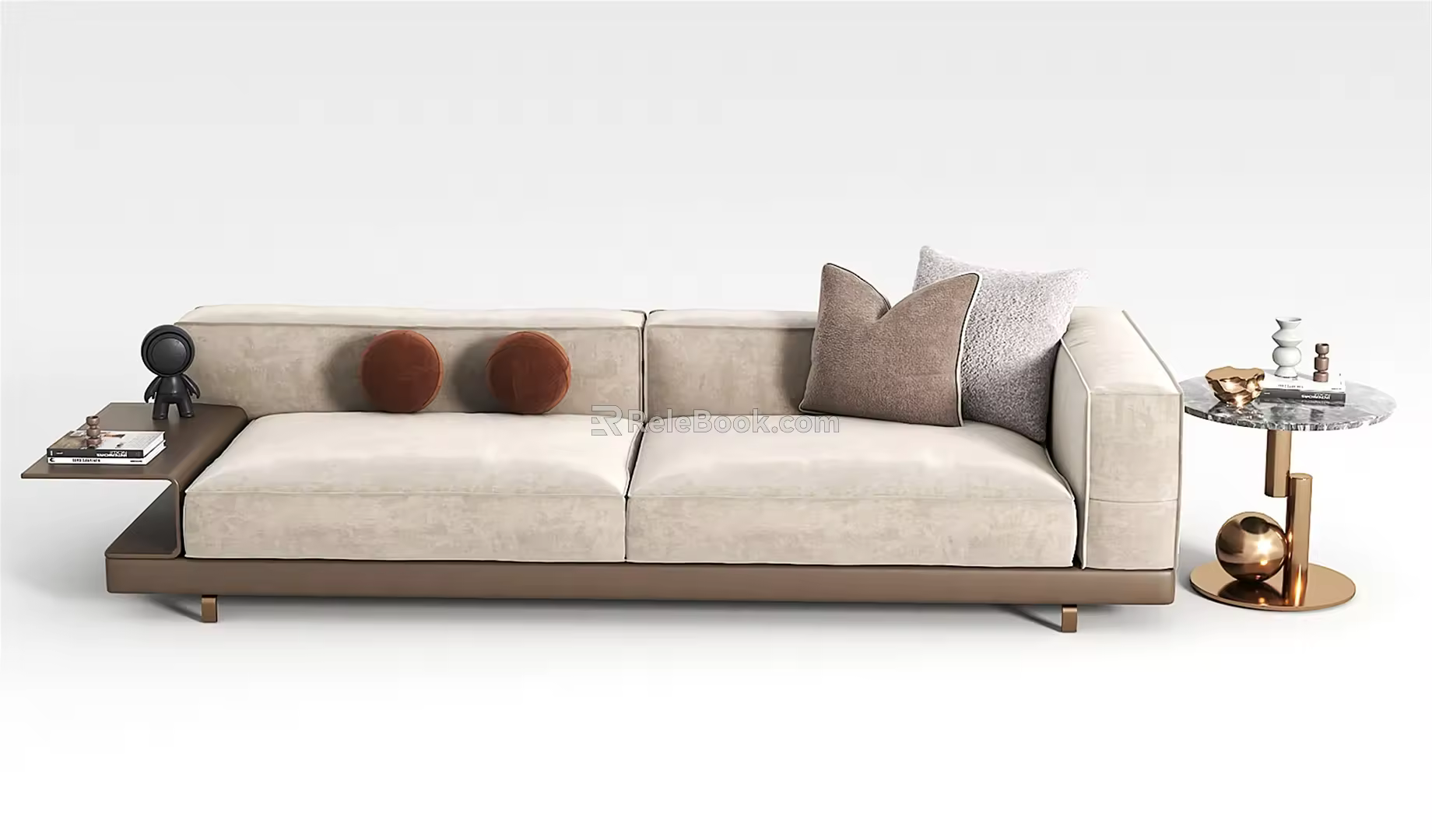 Modern double sofa double sofa side table combination 3d model