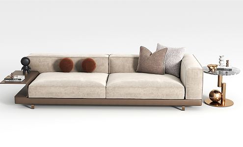 Modern double sofa double sofa side table combination 3d model