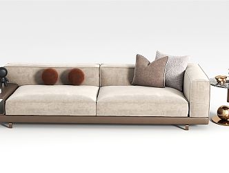 Modern double sofa double sofa side table combination 3d model