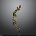 Decorative Architectural Component Golden Curved Design With Red Accents Geometric Patterns And Spiked Details