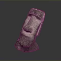 Artistic Stone and Wood Carved Sculpture Human Head Shape with Detailed Facial Features