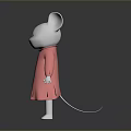 Cute White Rabbit Doll Wearing Pink Dress Against Soft Gray Gradient Background
