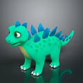 Green Dinosaur Toy With Blue Spikes Yellow Belly And White Claws On Black Background